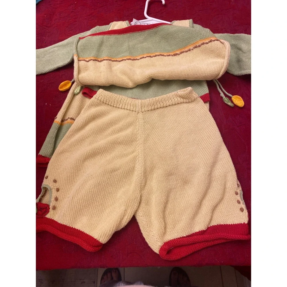 Zackali 4 Kids 3 Piece Knit Set Sweater Jumper Shorts Floral Cotton 18MO Armenia